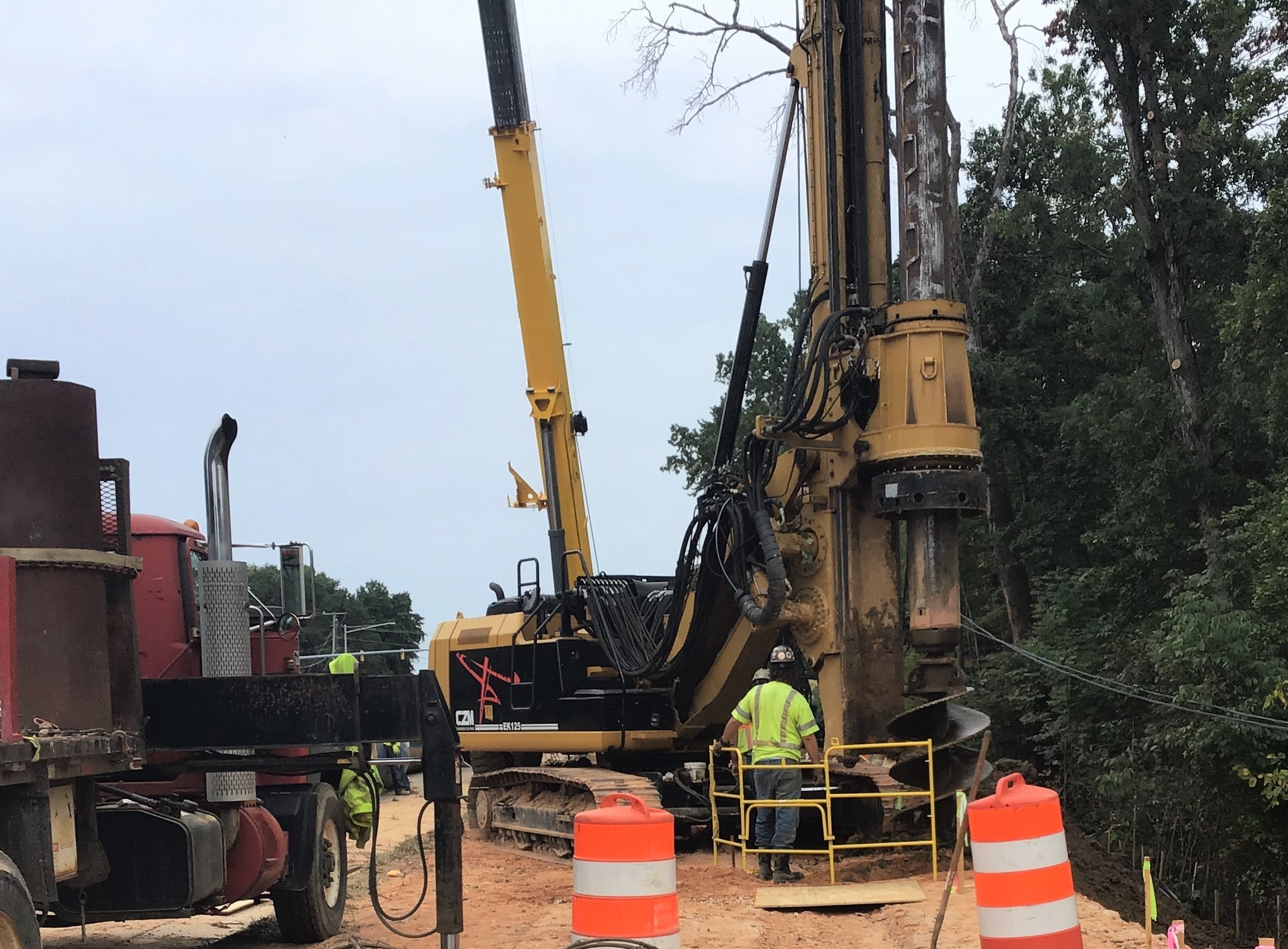 Drilled foundations for noise barrier